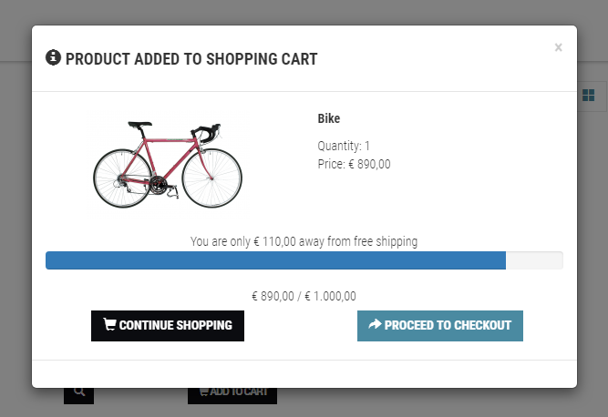 Phoca Cart View - Free Shipping Info Plugin