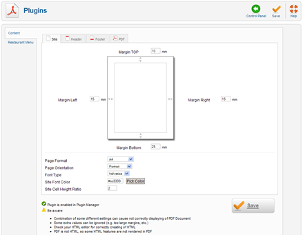 Phoca PDF Administration - Plugins